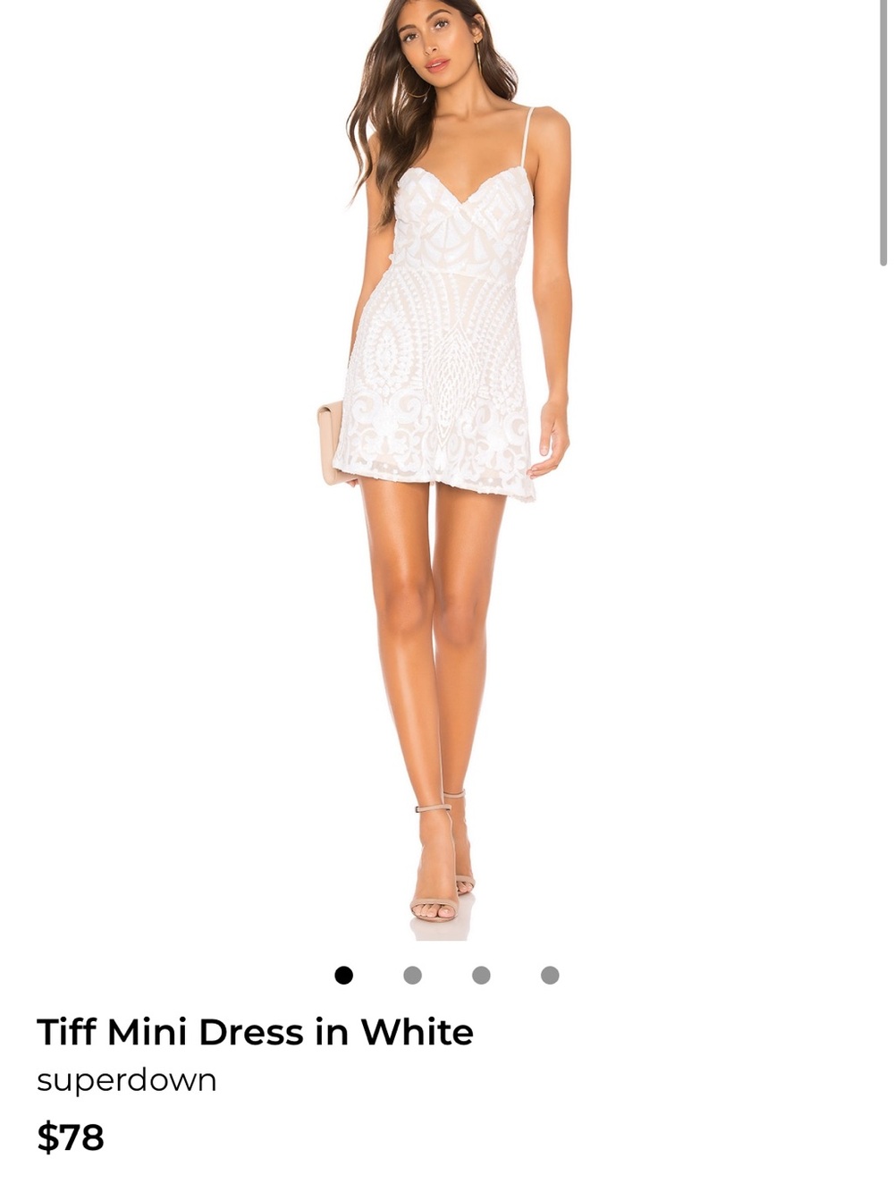 superdown White Lace Spaghetti Strap Mini Dress